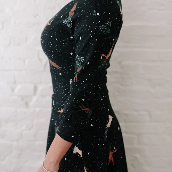 Witchy dress herbal femme custom art print @merakilabbe NWOT 3/4 sleeve - Picture 5 of 6